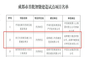 厲害了！市建筑院兩項目入選成都市首批智能建造試點項目